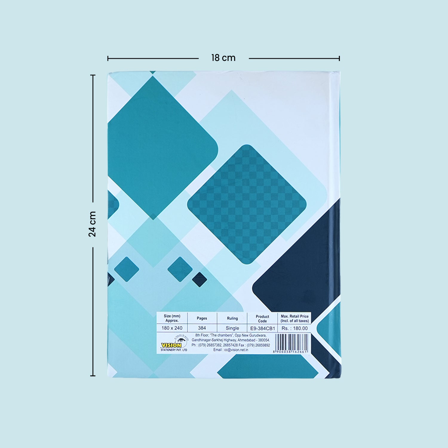 Vision Single Line Case Bound Notebook 384 Pages 18x24 cm (CSD09)