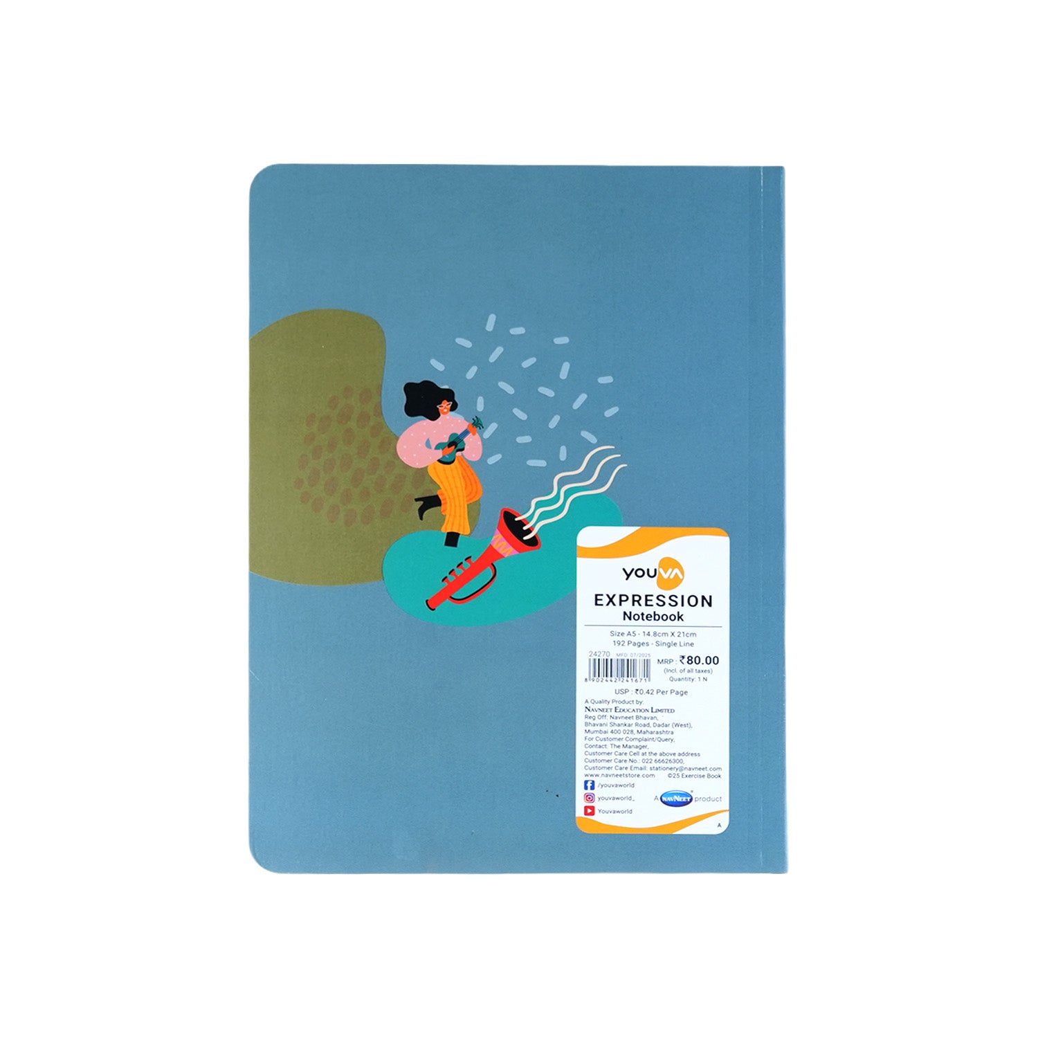 Youva Single Line Notebook 192 Pages A5 Size (CSDA537)