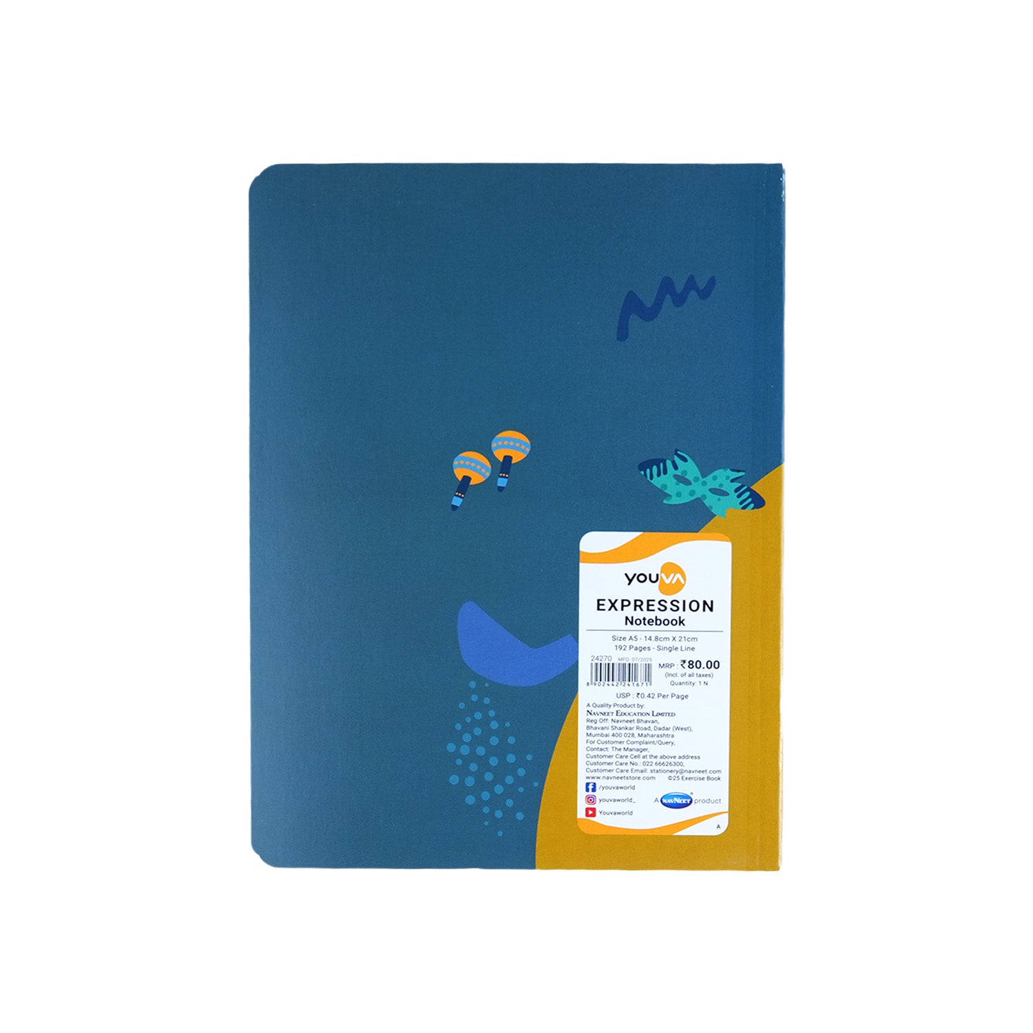 Youva Single Line Notebook 192 Pages A5 Size (CSDA538)