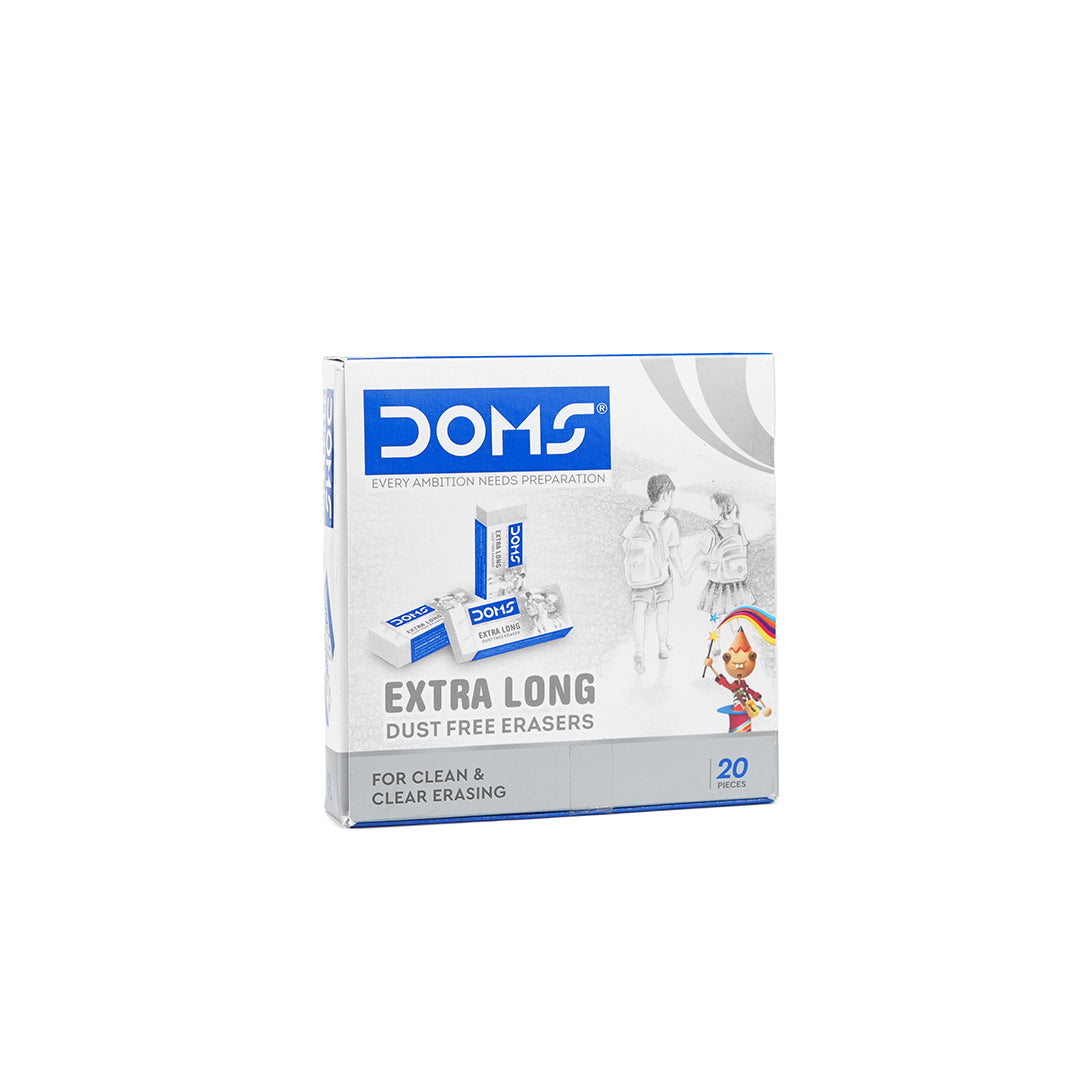 DOMS Extra Long Dust-Free Eraser | Premium High-Performance Clean Erasing Rubber for Students & Artists