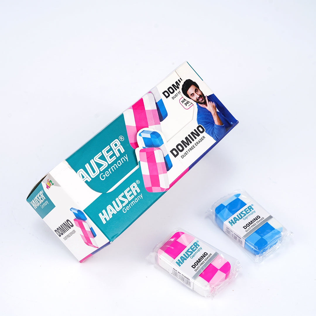 Hauser Domino Dust-Free Erasers | Premium Multicolor Artz Eraser Pack for Smooth & Clean Erasing | Pack of 20