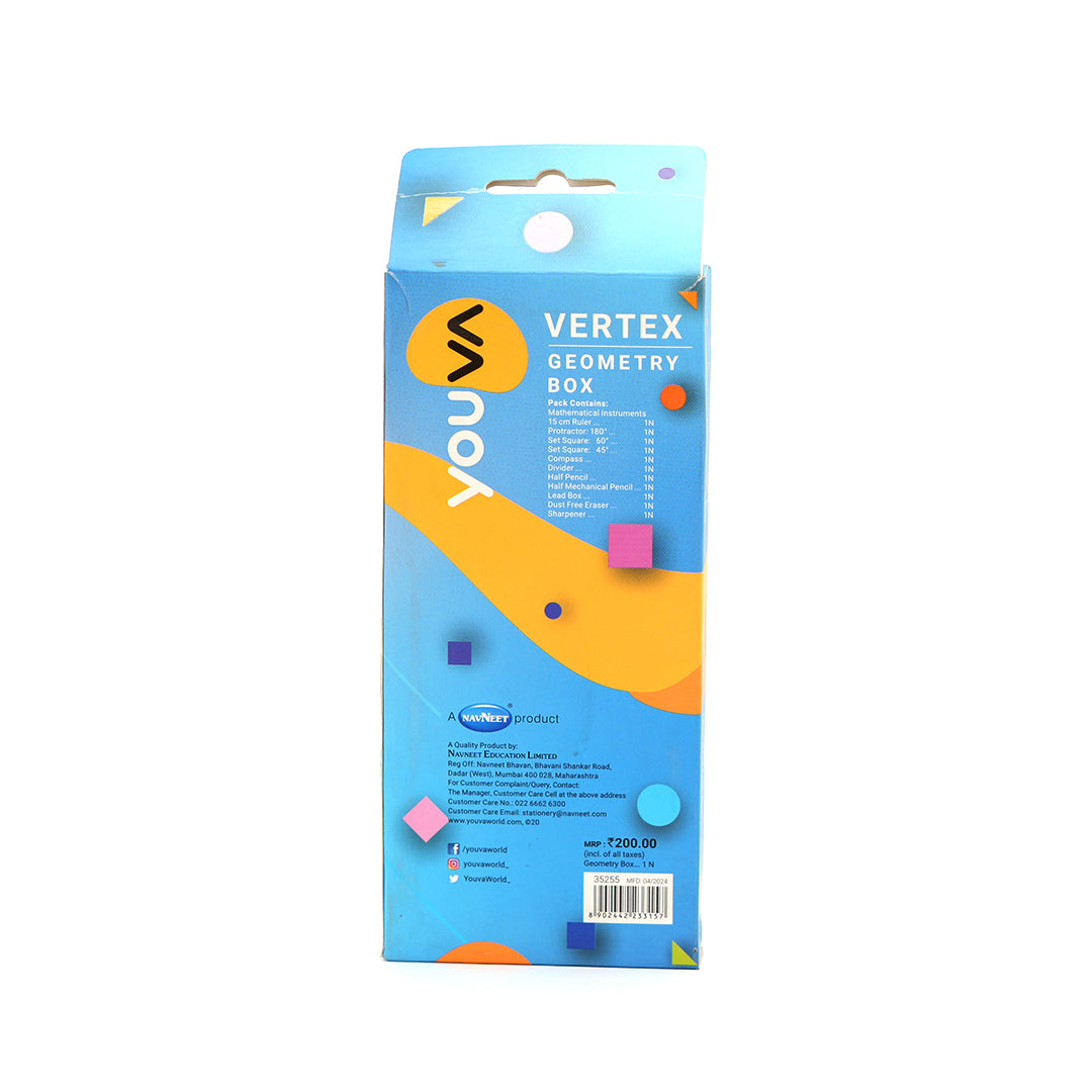 Navneet Youva Vertex Geometry Box | Premium High-Precision Mathematical Instrument Kit with Double-Sided Tray