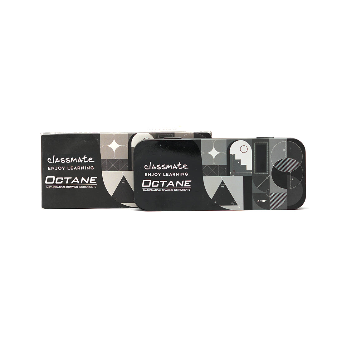 Classmate Octane Geometry Box | Premium 12-Piece Mathematical Drawing Instruments Set with Sturdy Compass & Divider