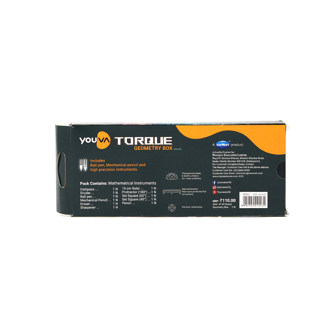 Navneet Youva Torque Geometry Box | Premium 11-Piece High-Precision Mathematical Instruments & Drafting Kit