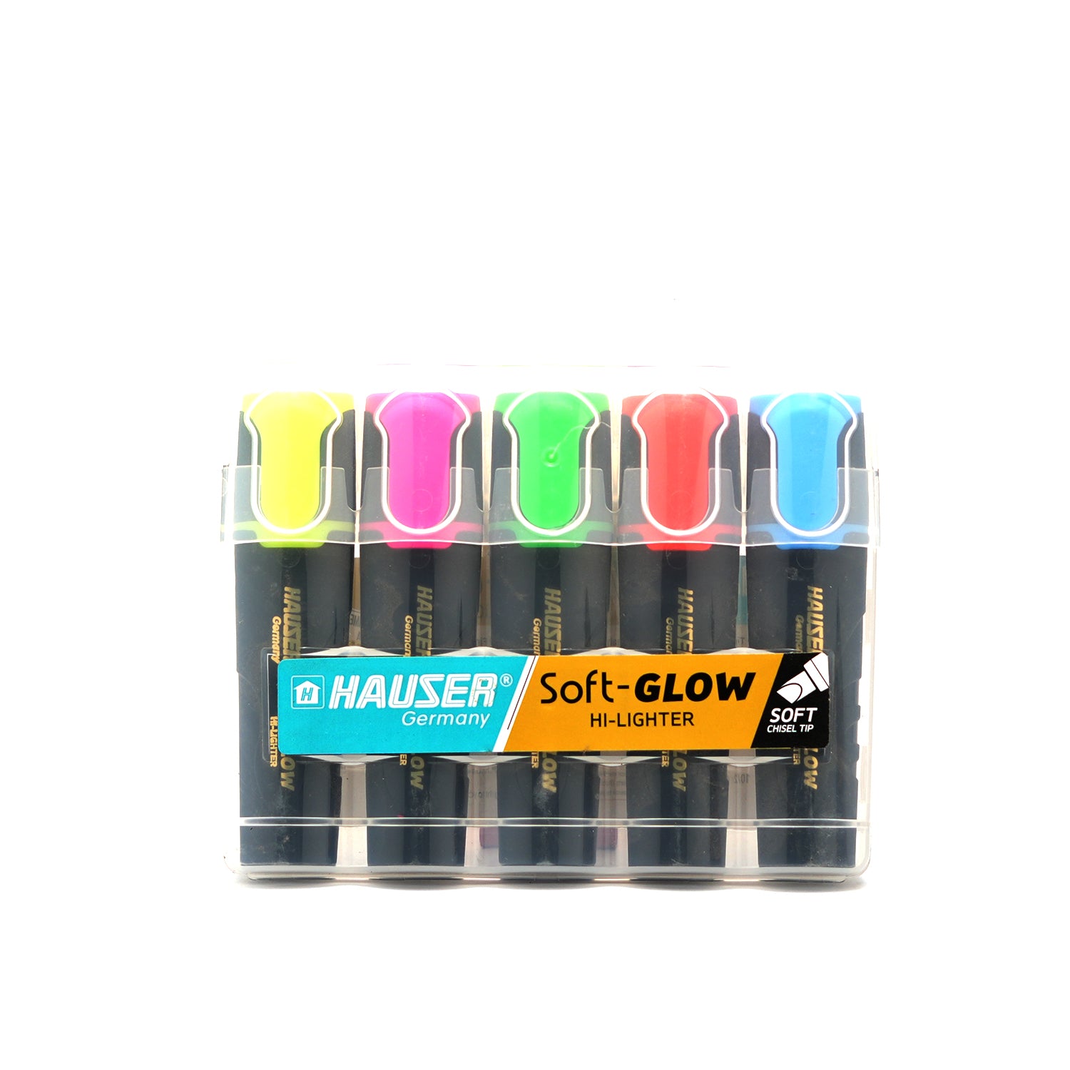 Hauser Soft Glow Assorted Multicolor Chisel Tip Highlighters 5-Pack