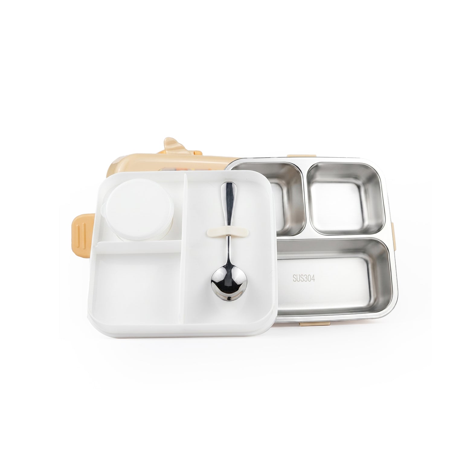 Unicorn Stainless Steel 3-Compartment Bento Lunch Box for Kids