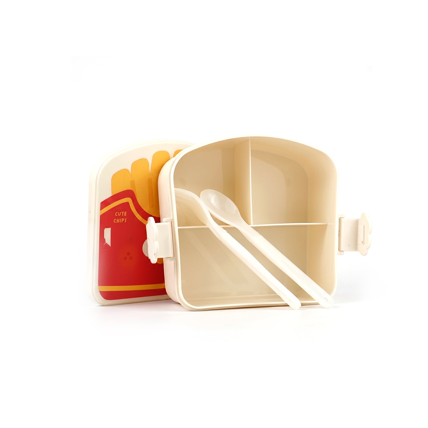 French Fry Shaped Bento Lunch Box with Included Cutlery