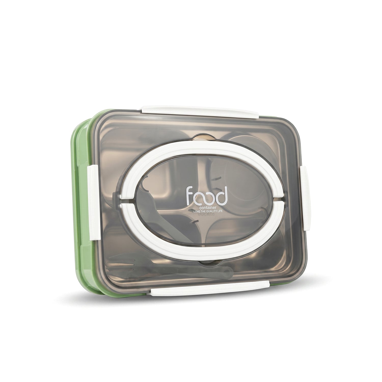 4 Compartment Stainless Steel Insulated Bento Lunch Box Tray 1000 ml