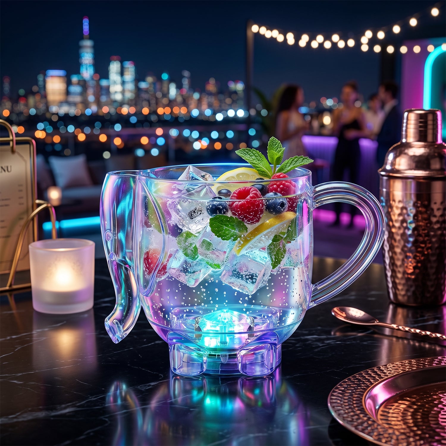 Inductive LED Rainbow Glass Cup | Liquid-Activated Light-Up Drinkware