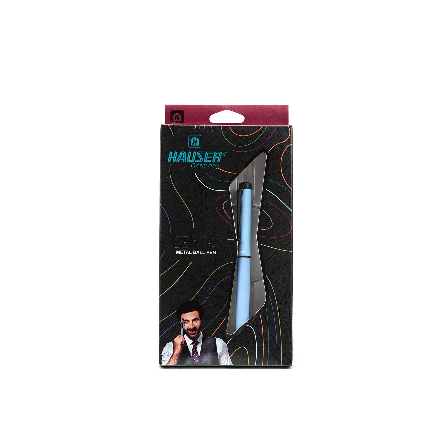 Hauser Cento Metal Ballpoint Pen | Premium Sleek Metallic Executive Writing Instrument for Professionals | Blue