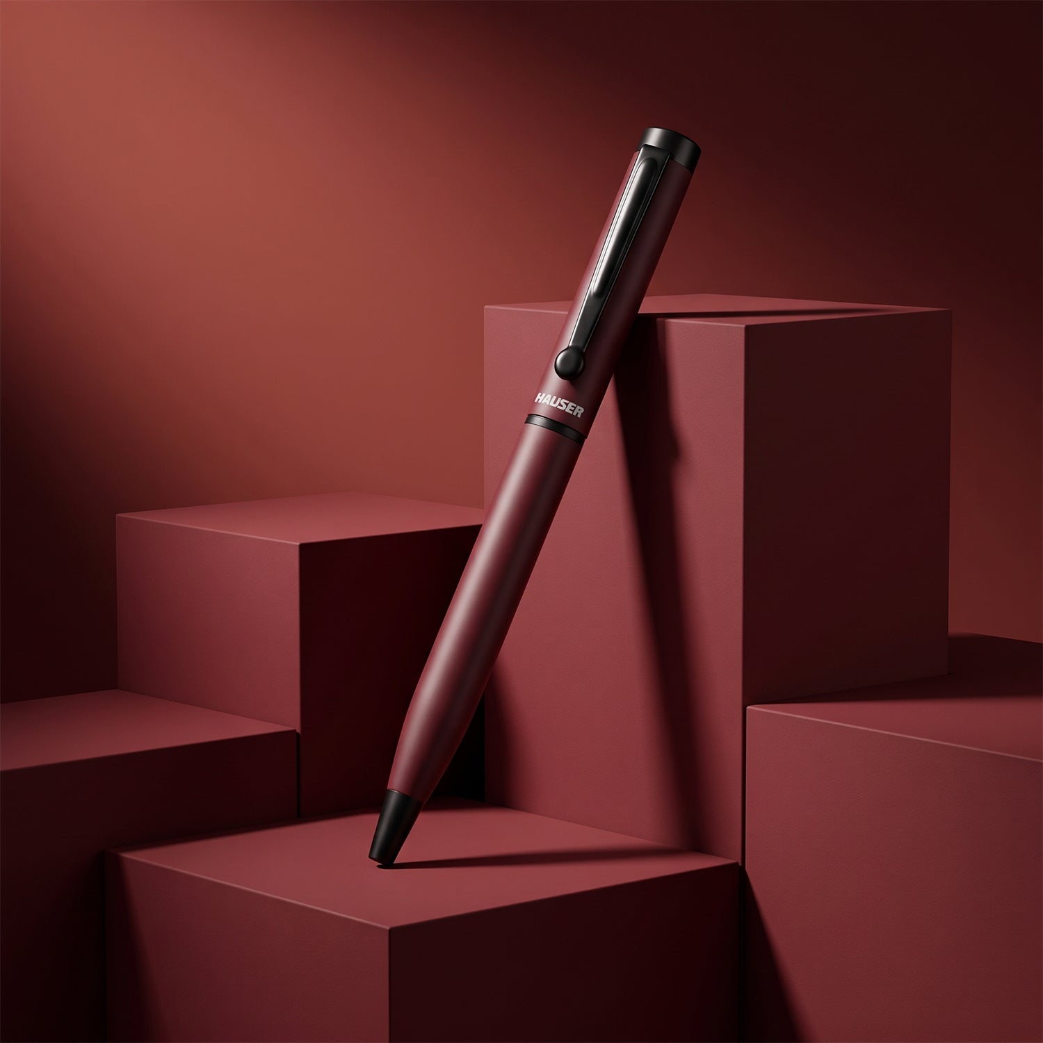 Hauser Cento Metal Ballpoint Pen | Premium Sleek Metallic Executive Writing Instrument for Professionals | Red