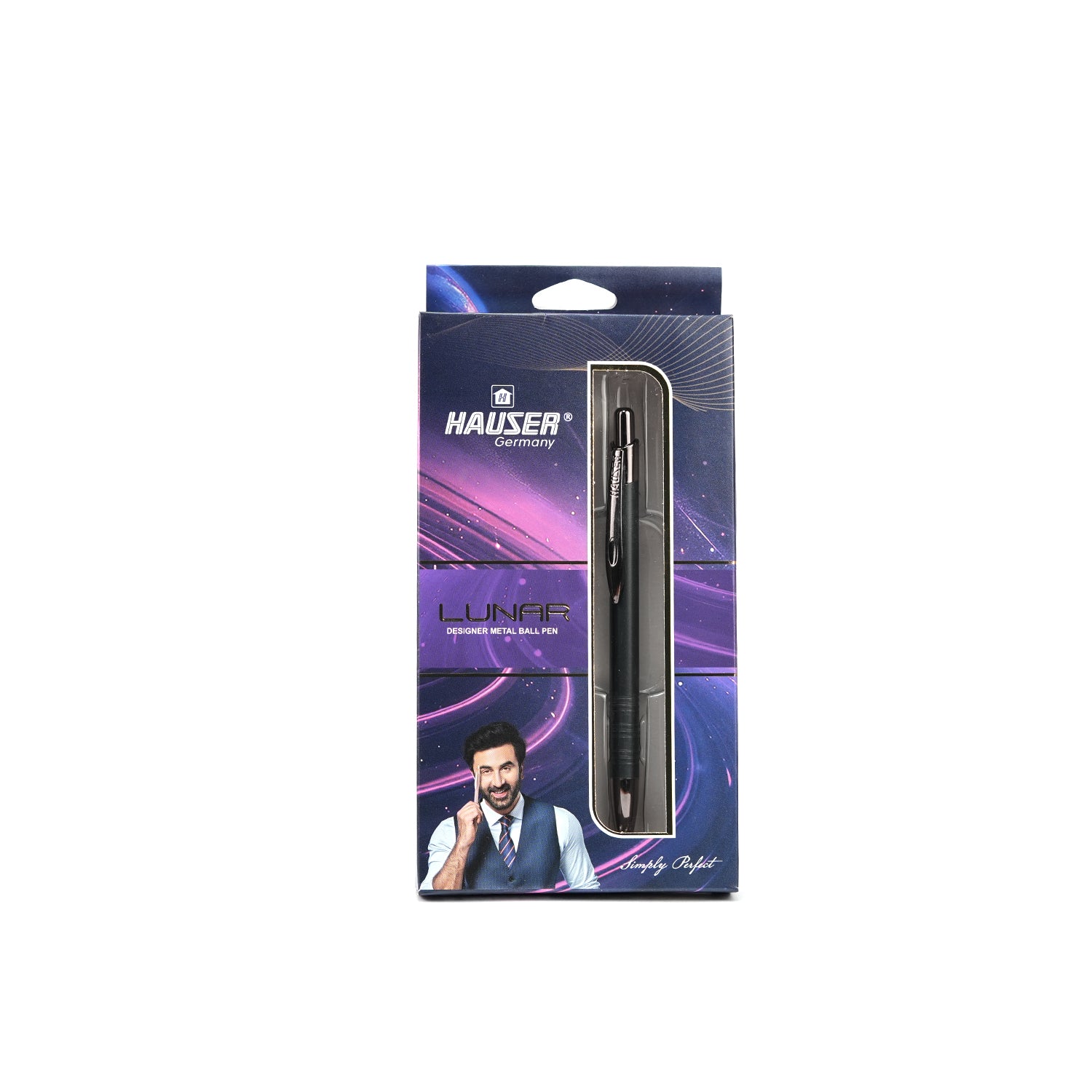Hauser Lunar Premium Sleek Retractable Metal Body Ballpoint Pen | Black