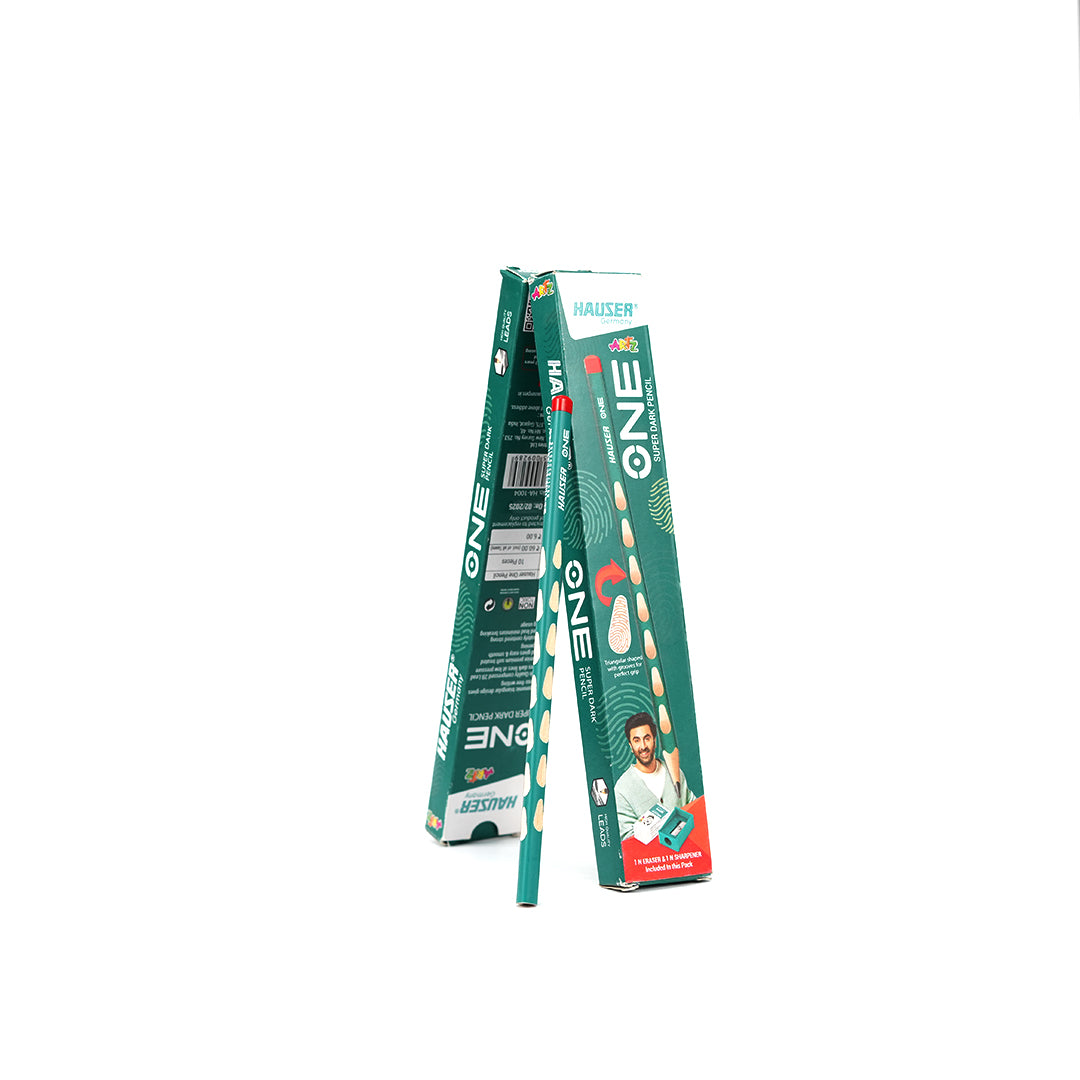 Hauser One Premium Super Dark Wooden Pencil with Sharpener and Eraser