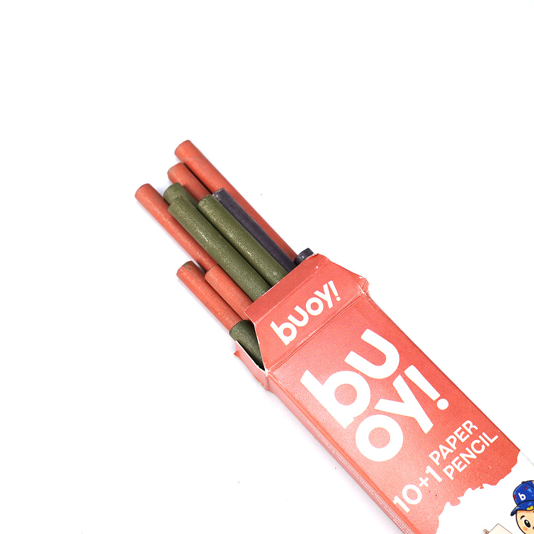 Buoy Premium Metalic 10+1 Paper Wooden Pencil with Sharpener and Eraser
