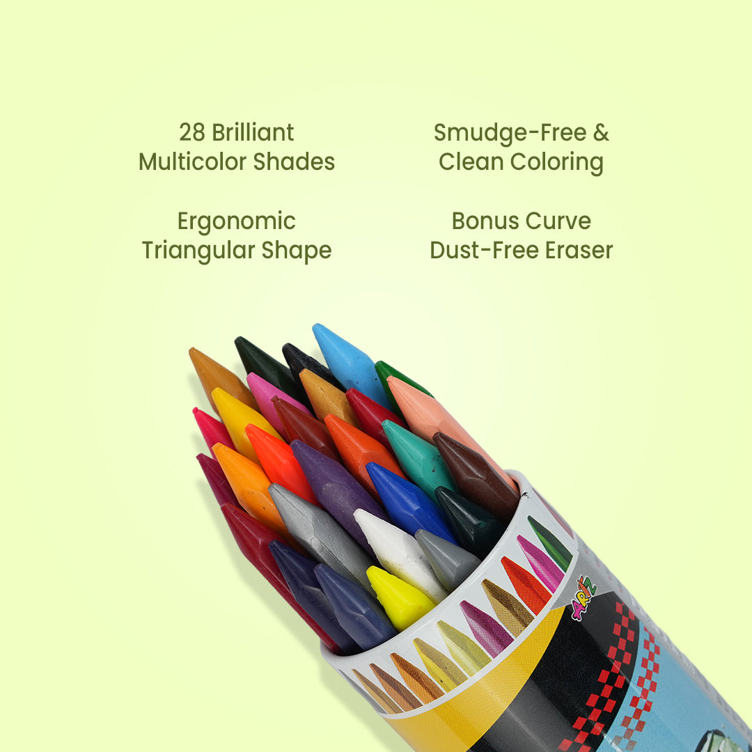 Hauser Plastic Crayons 28 Multicolor Shades Triangular Set