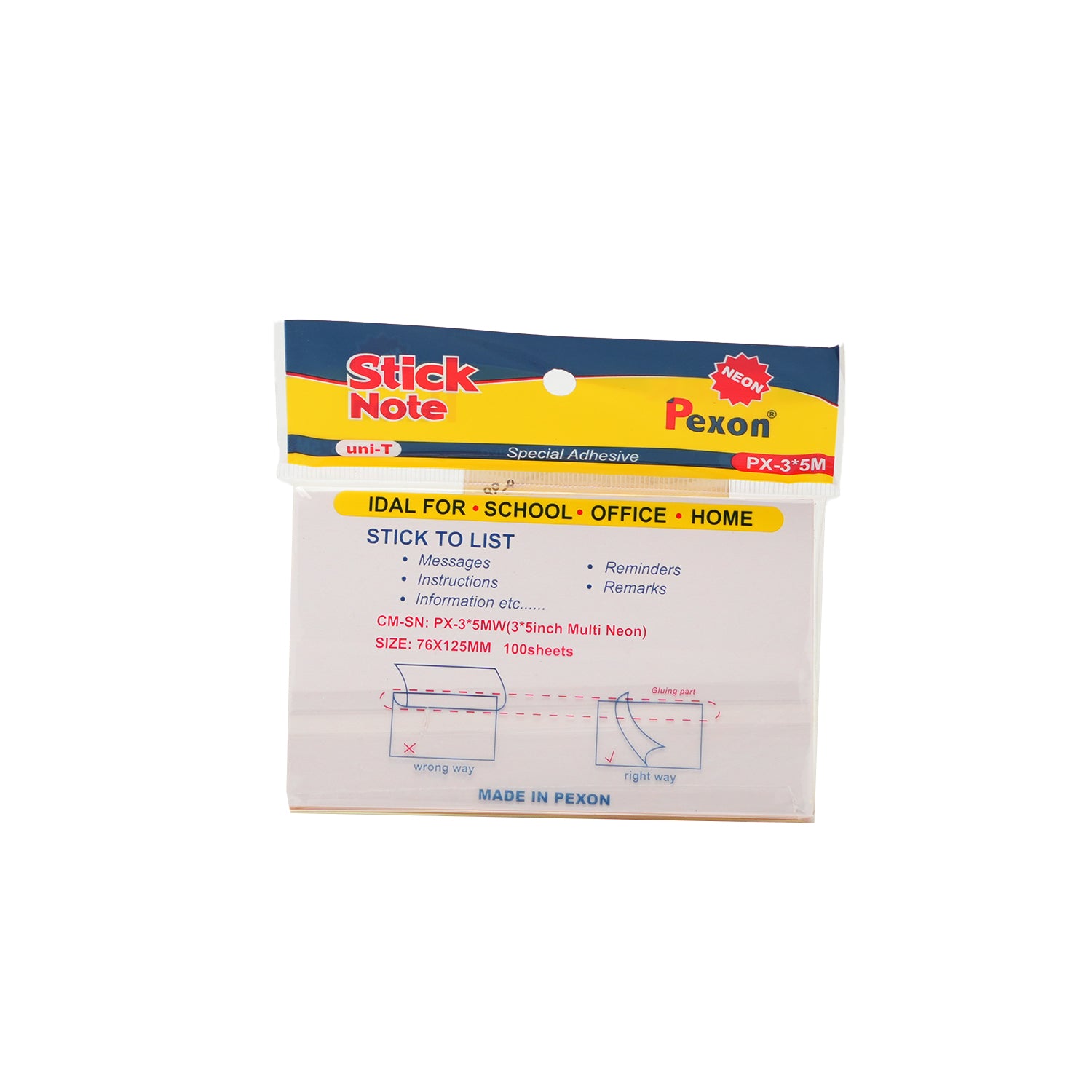 Pexon Neon 3x5 Reusable Sticky Notes For Back School