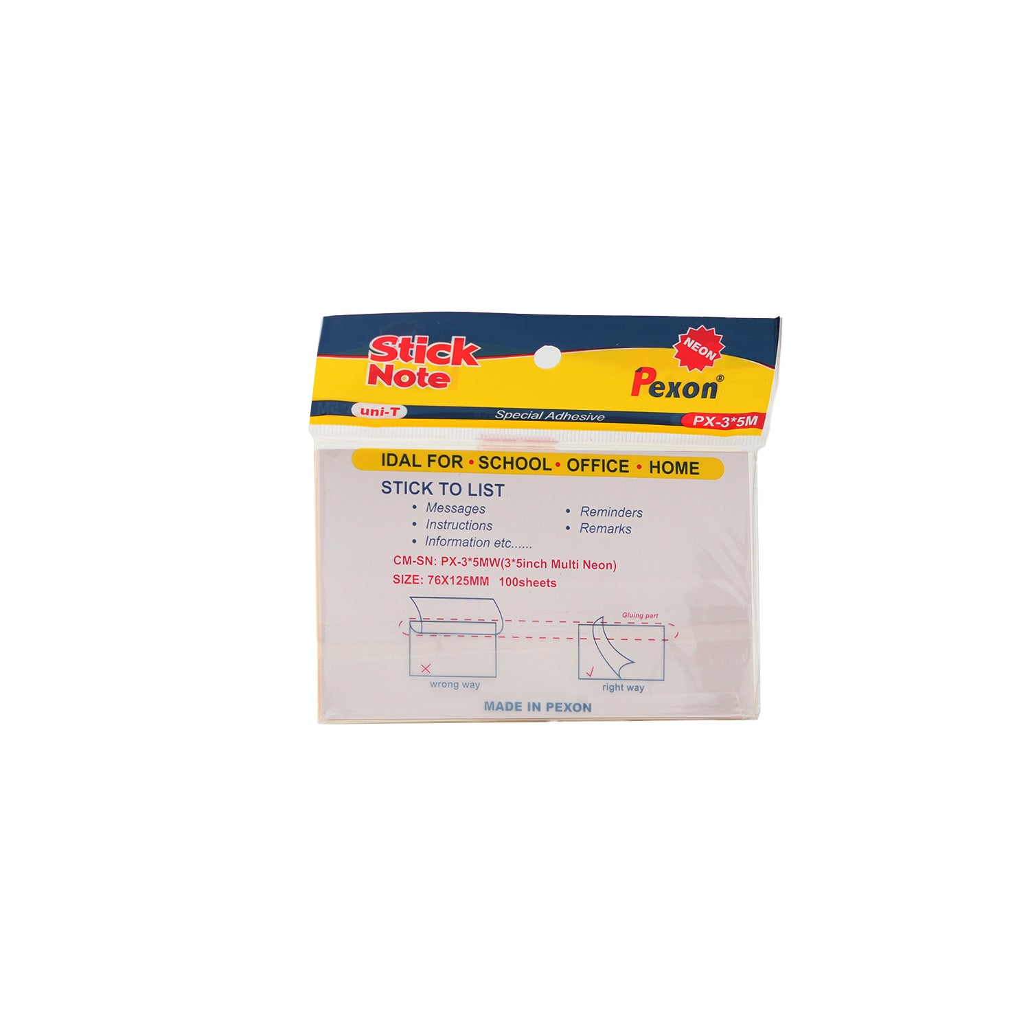 Pexon Premium Neon Sticky Notes 3x5 Inch 100 Sheets