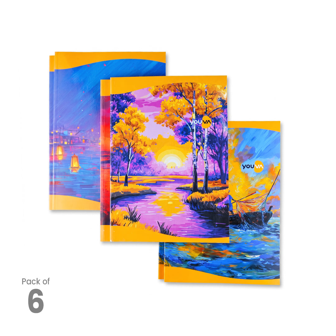 Youva Unruled A4 Long Notebook 324 Pages 6 Pack