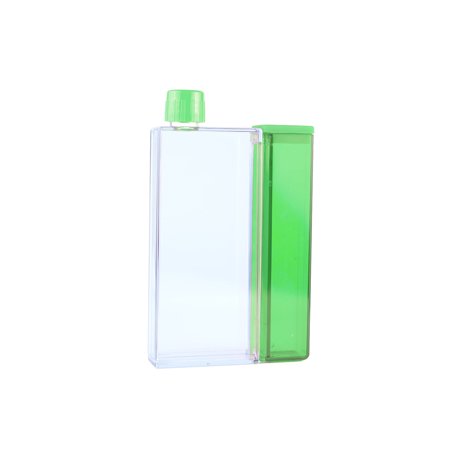 Premium 380ml Notebook Water Bottle with Snack Case | Portable Travel Flask | Green