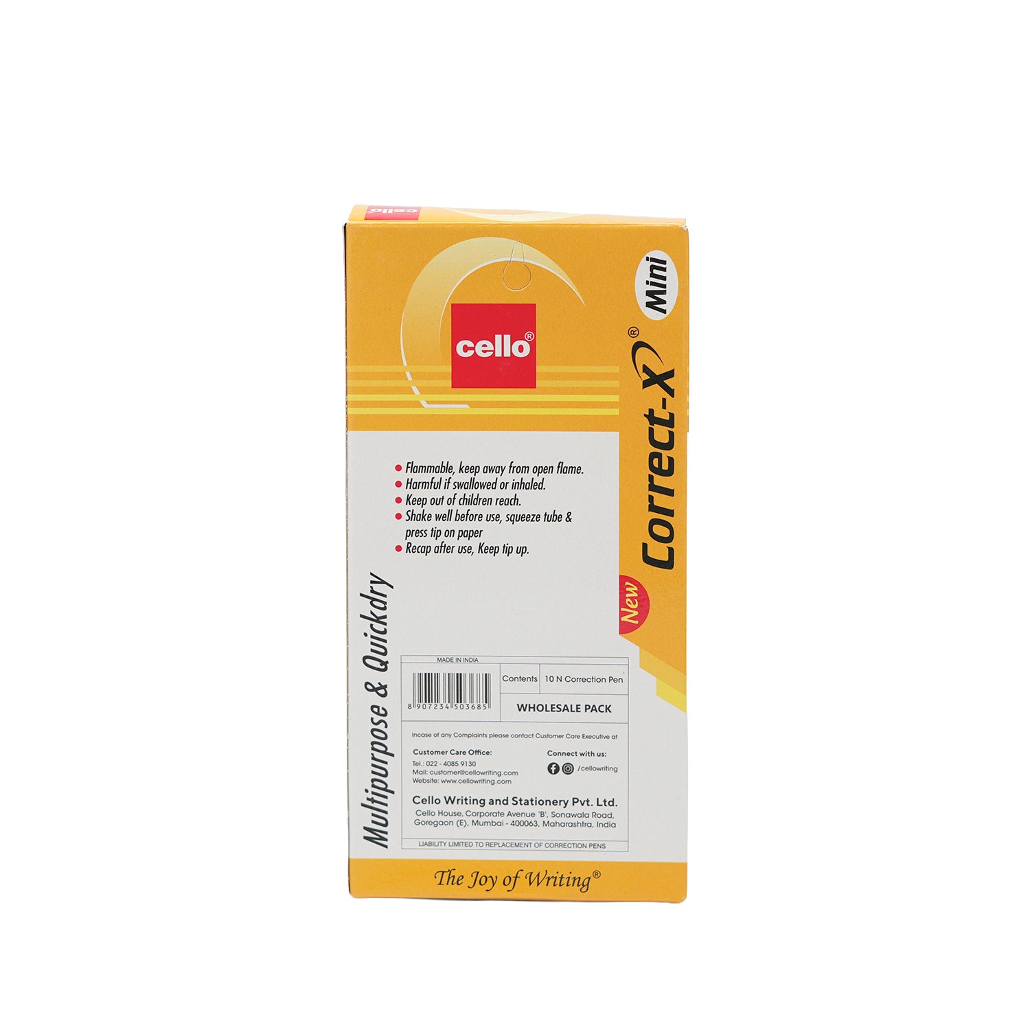 Cello Correct-X Mini 5ml Precision White Correction Pen Pack 10