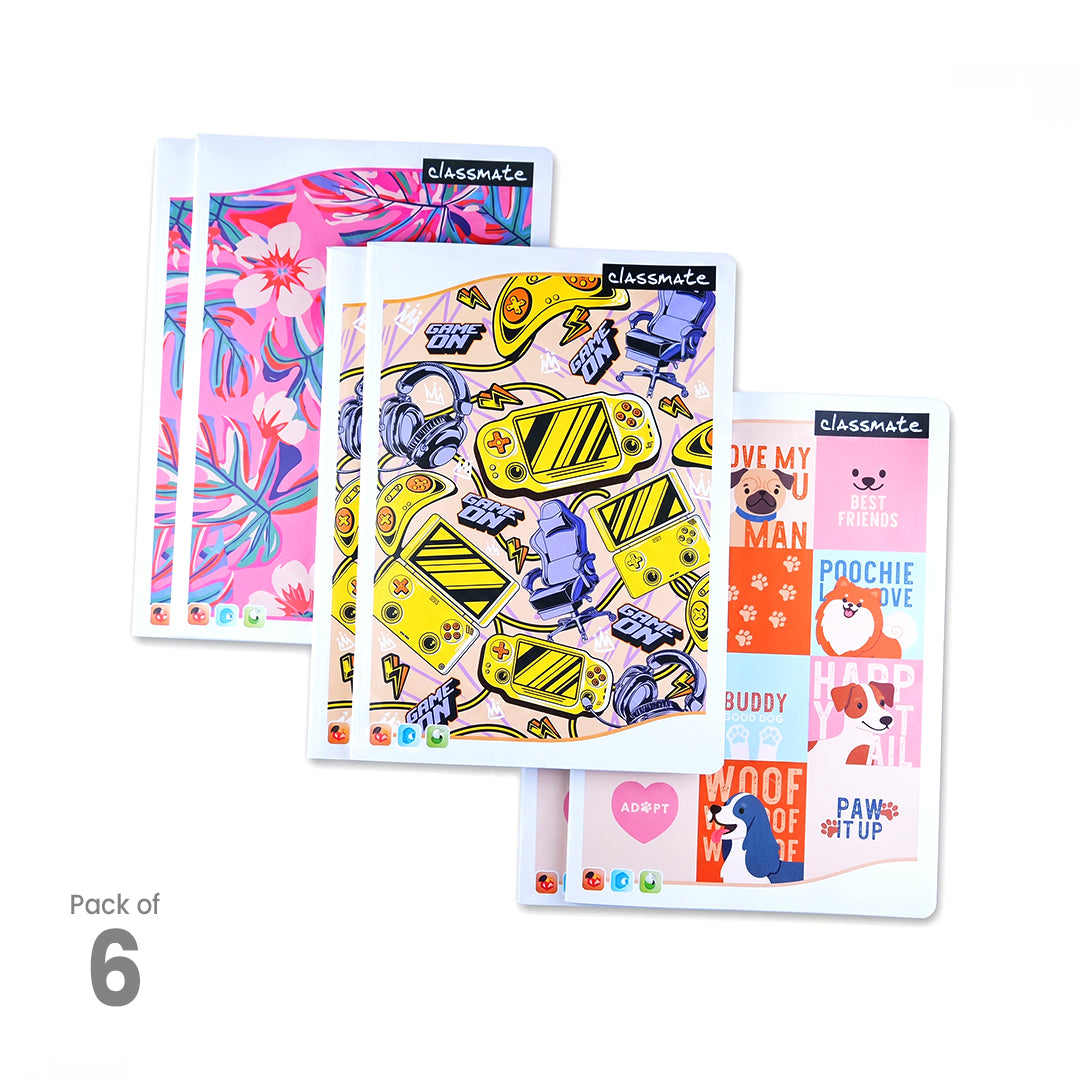 Classmate Premium Single Line Long A4 Notebook 172 Pages 6 Pack