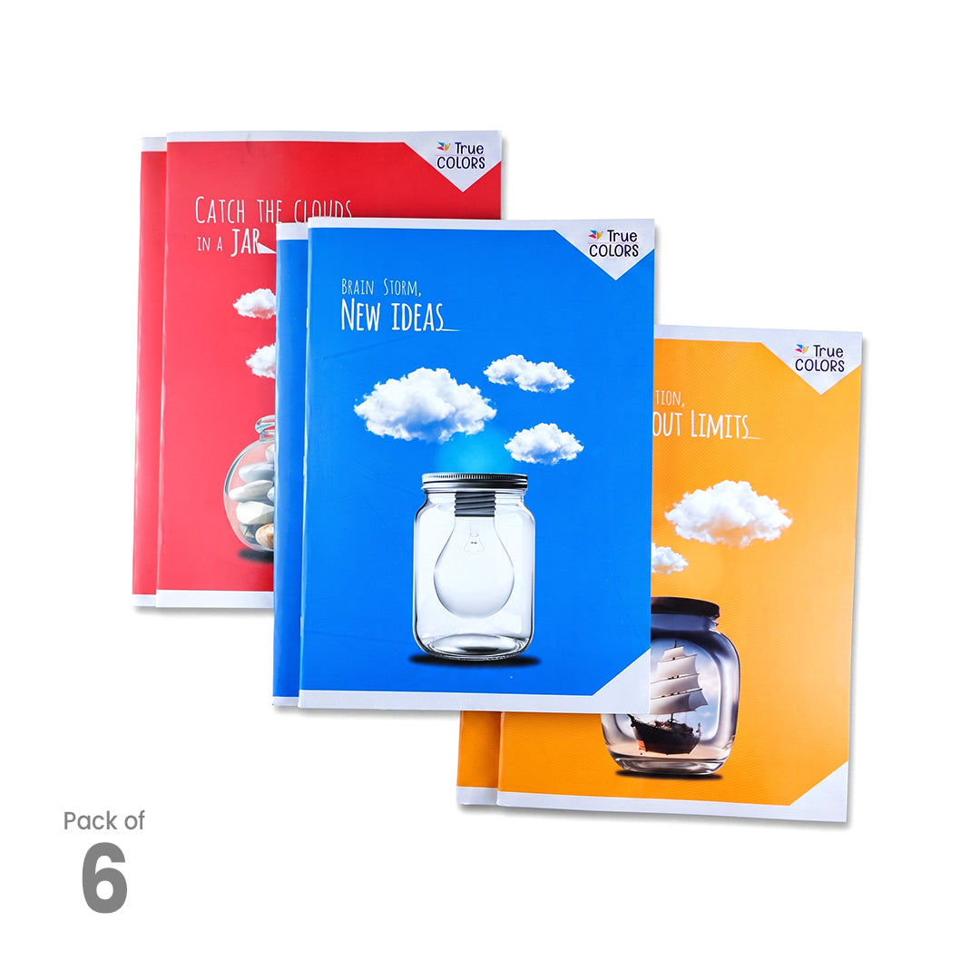 True Colors Single Line Long A4 Notebook 172 Pages 6 Pack TCNB01