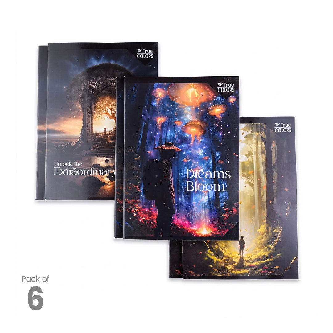 True Colors Single Line Long A4 Notebook 172 Pages 6 Pack TCNB02